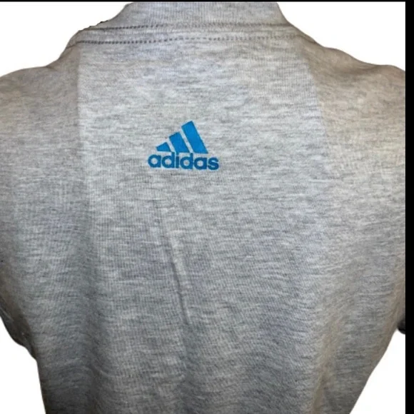 NWT Adidas Women’s Small Grey & Blue ‘Three Stripe Life’ Graphic T-Shirt - Picture 7 of 12